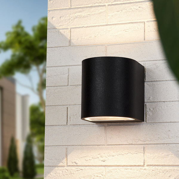 Applique d'extérieur LED Lenis en aluminium, noir, hauteur 15 cm, IP44, 3000 K, 6,7 W, largeur 14 cm, modèle 2
