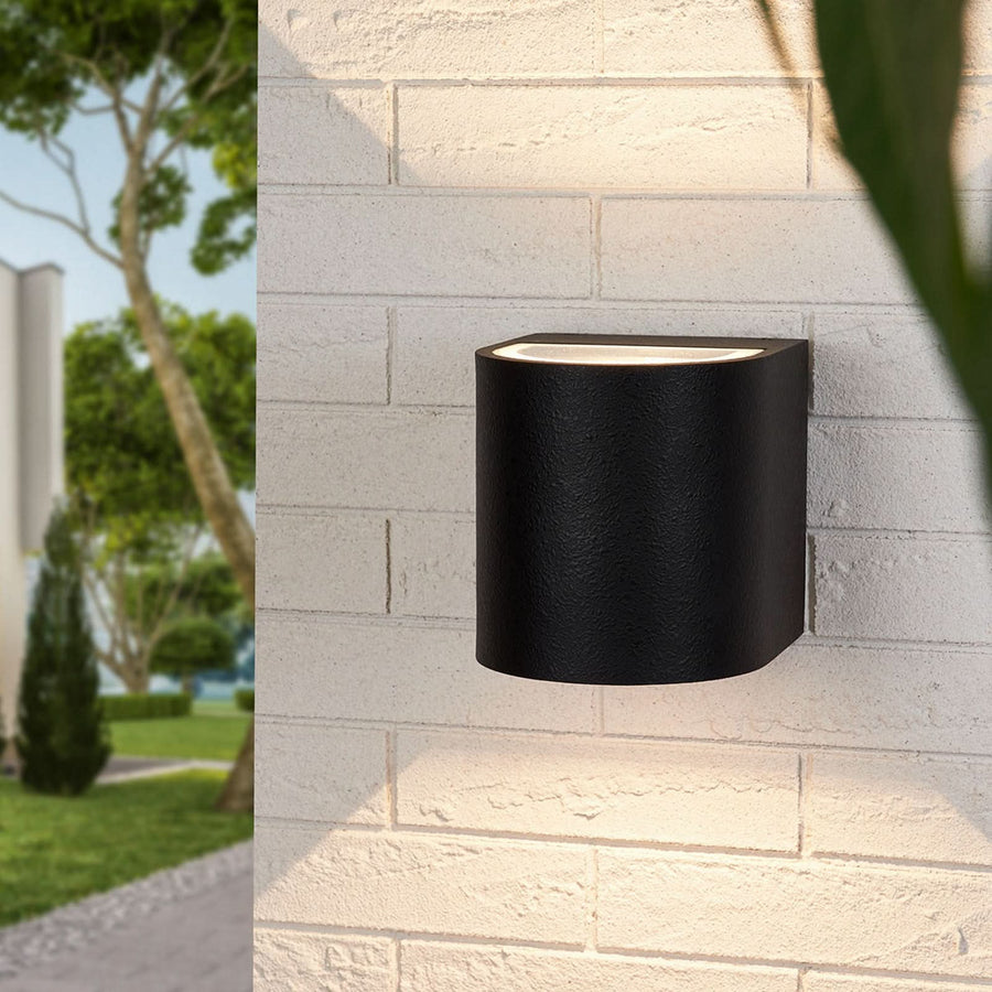 Applique d'extérieur LED Lenis en aluminium, noir, hauteur 15 cm, IP44, 3000 K, 6,7 W, largeur 14 cm, modèle 2