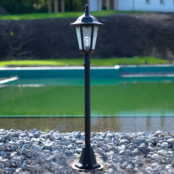 Borne lumineuse d'extérieur 4142 en verre, noir et transparent, Ø 24 cm
