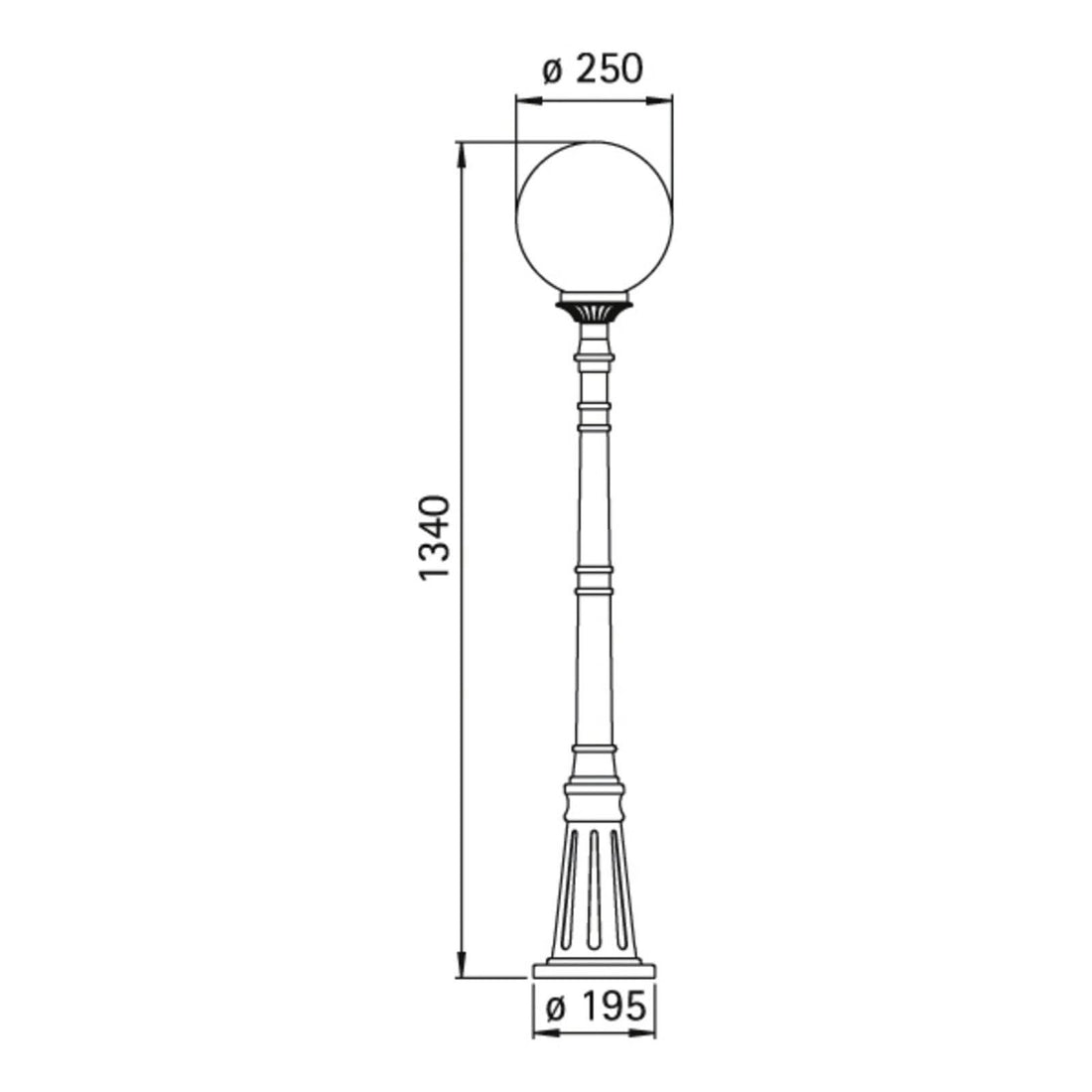 Borne lumineuse d'extérieur 161 en verre, noir et argenté, hauteur 134 cm, IP44