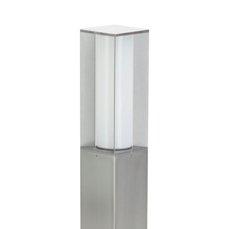 Borne lumineuse d'extérieur Tunuk en verre, argenté et blanc, hauteur 90 cm, IP44