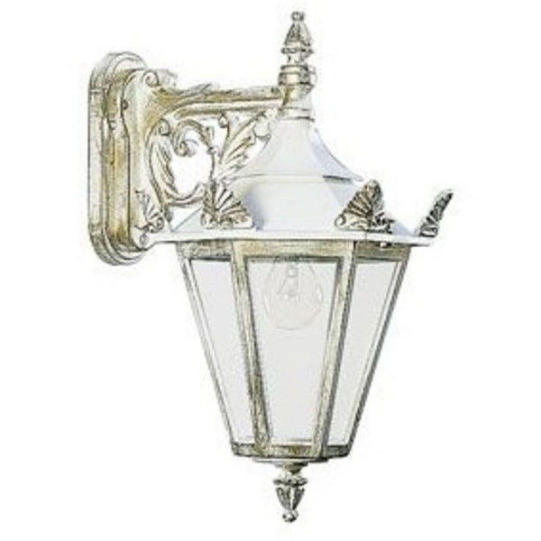 Applique d'extérieur 746 en verre, blanc et doré, Ø 25,5 cm