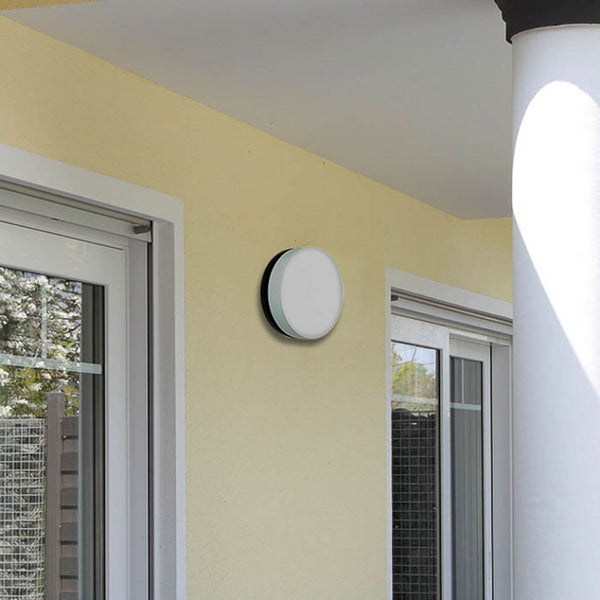 Applique d'extérieur LED 6309 en verre, anthracite et blanc, Ø 31 cm, IP65