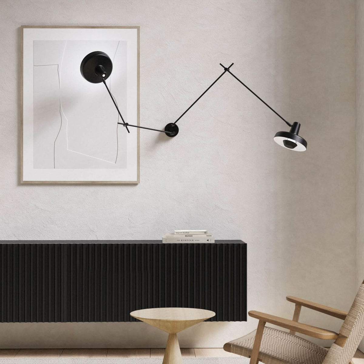 Applique murale Arigato en aluminium, noir, 2 lumières, Ø 23 cm