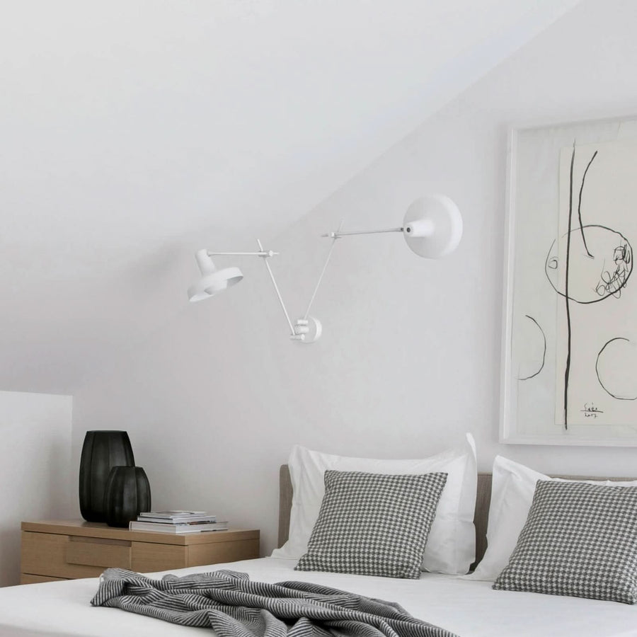 Applique murale Arigato en aluminium, blanc, 2 lumières, Ø 23 cm, 70 W, modèle 2
