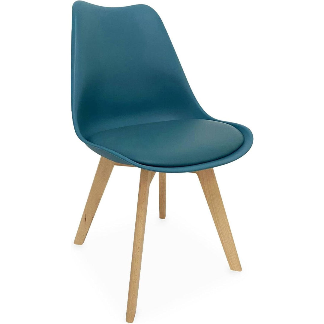 Alice'S Home - Lot De 4 Chaises Scandinaves. Pieds Bois De Hêtre. Chaises 1 Place. Bleu Canard | Designix - Amazon    - https://designix.fr/