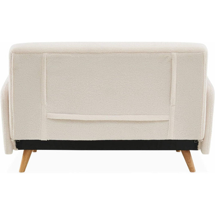 Alice'S Home - Canapé Convertible 2 Places Scandinave - Panam - Pieds Bois. Bouclettes Blanches. Banquette. Dossier Inclinable | Designix -     - https://designix.fr/