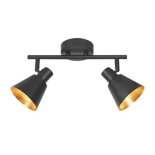 Spot noir à 2 lampes Oeroe 4114ZW avec culots E14