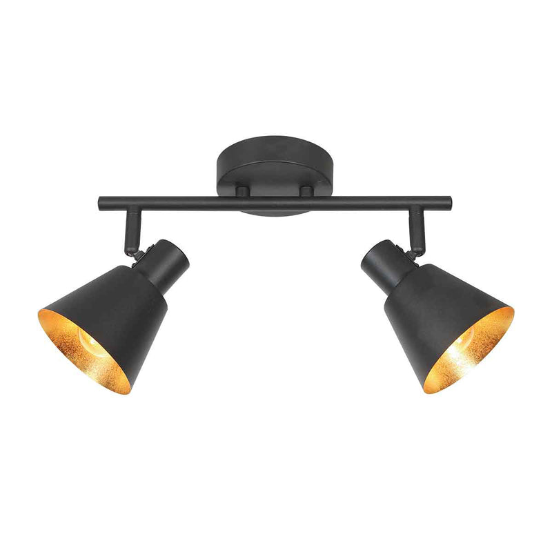 Spot noir à 2 lampes Oeroe 4114ZW avec culots E14