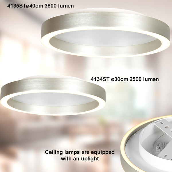 Plafonnier couleur acier Ringlux 4135ST Ø40 cm 3600 lumens