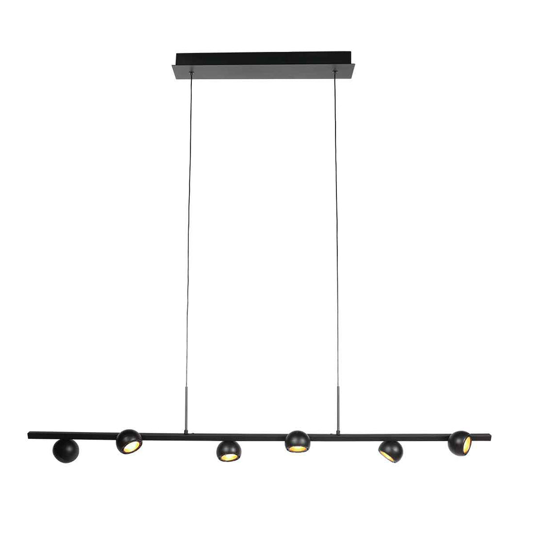 Suspension réglette 6 spots noire, 120 cm pivotants | Marcadore