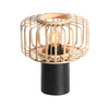 Petite lampe de table noire Bloeba 4143ZW avec abat-jour en bambou naturel