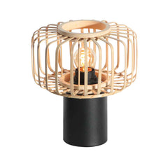 Petite lampe de table noire Bloeba 4143ZW avec abat-jour en bambou naturel