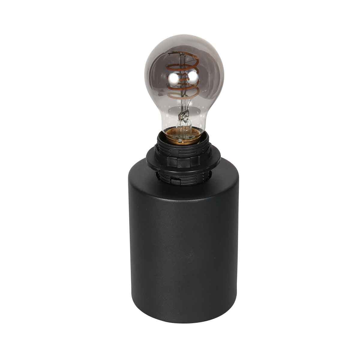 Petite lampe de table noire Bloeba 4143ZW avec abat-jour en bambou naturel