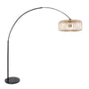 Lampadaire noir / lampadaire en arc Sparkled Light 4149ZW avec abat-jour en bambou naturel