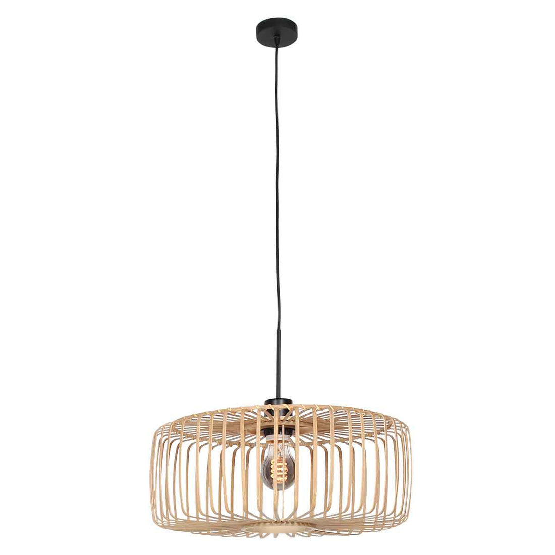 Suspension bambou naturel Ø 50 cm, abat-jour tambour E27 | Sparkled Bambou