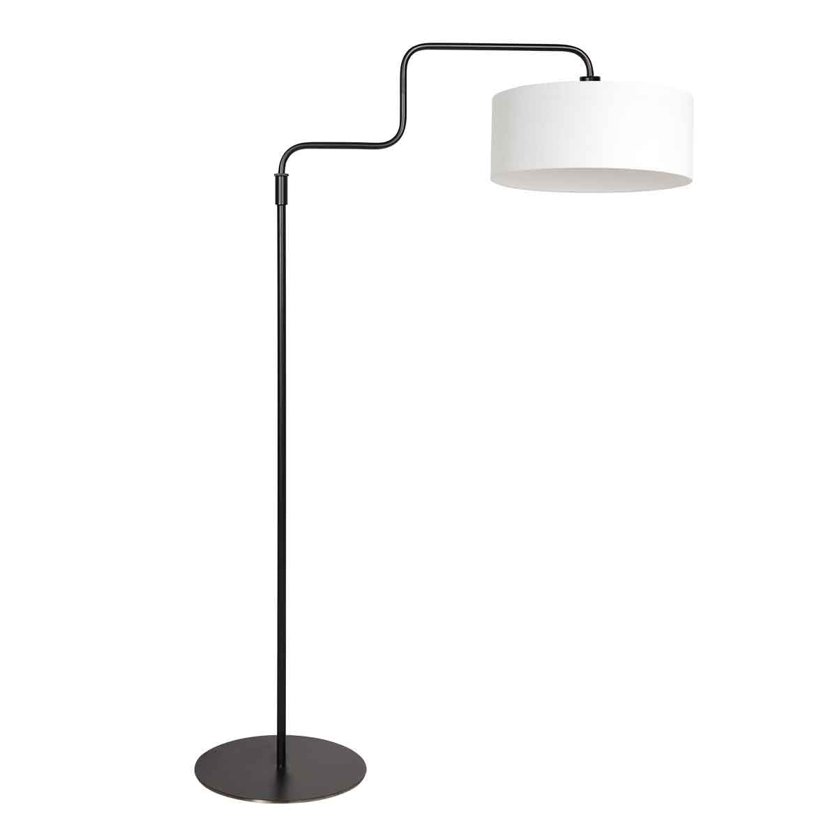 Lampadaire noir Bloeba 4164ZW avec abat-jour en lin blanc grossier