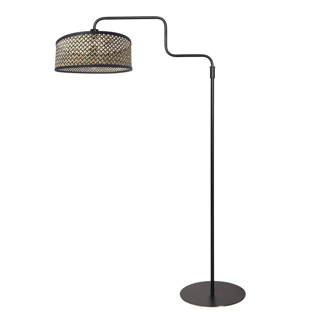 Lampadaire noir Bloeba 4170ZW avec abat-jour en bambou naturel noir