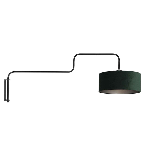 Lampe murale noire Bloeba 4176ZW avec abat-jour en velours blanc et vert