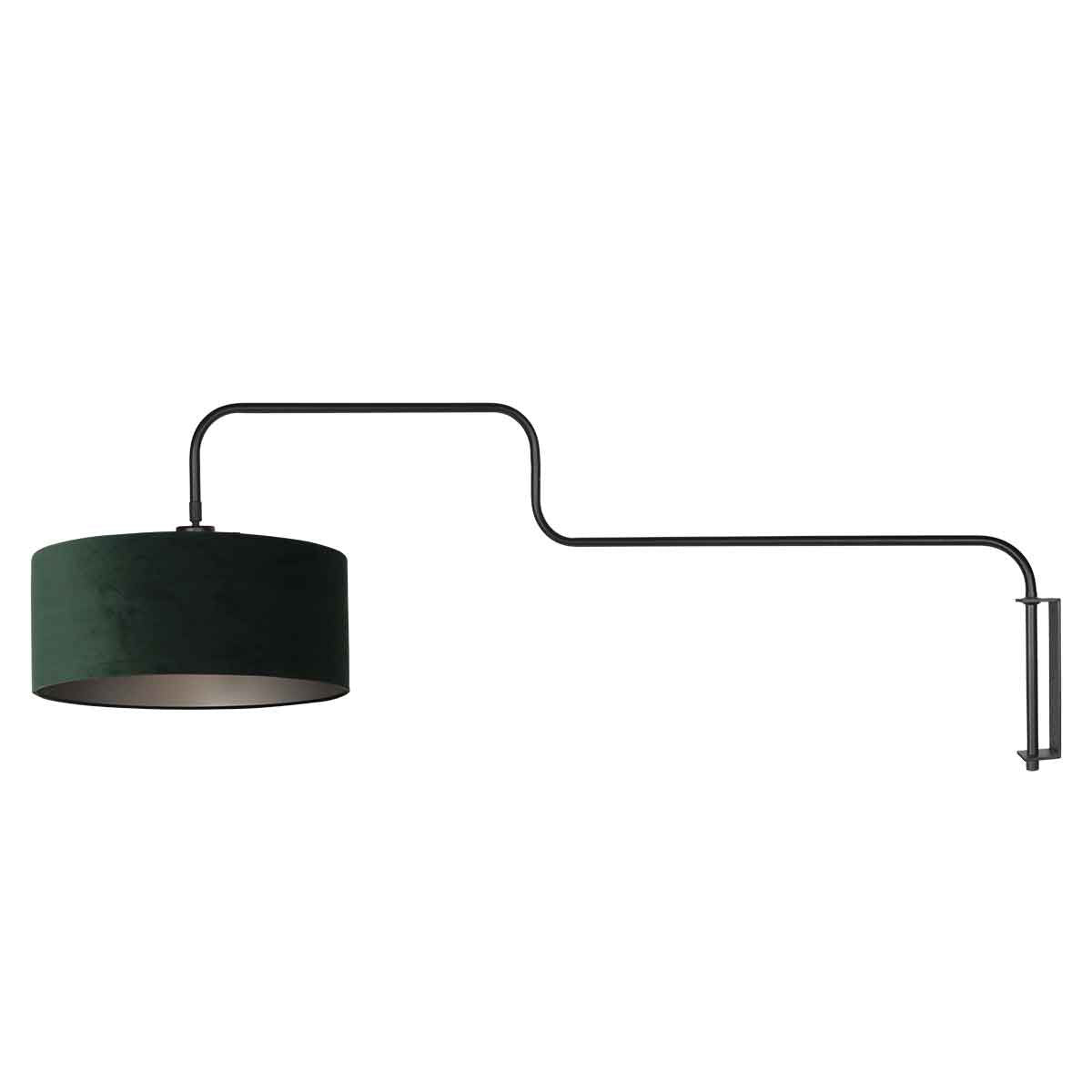 Lampe murale noire Bloeba 4176ZW avec abat-jour en velours blanc et vert
