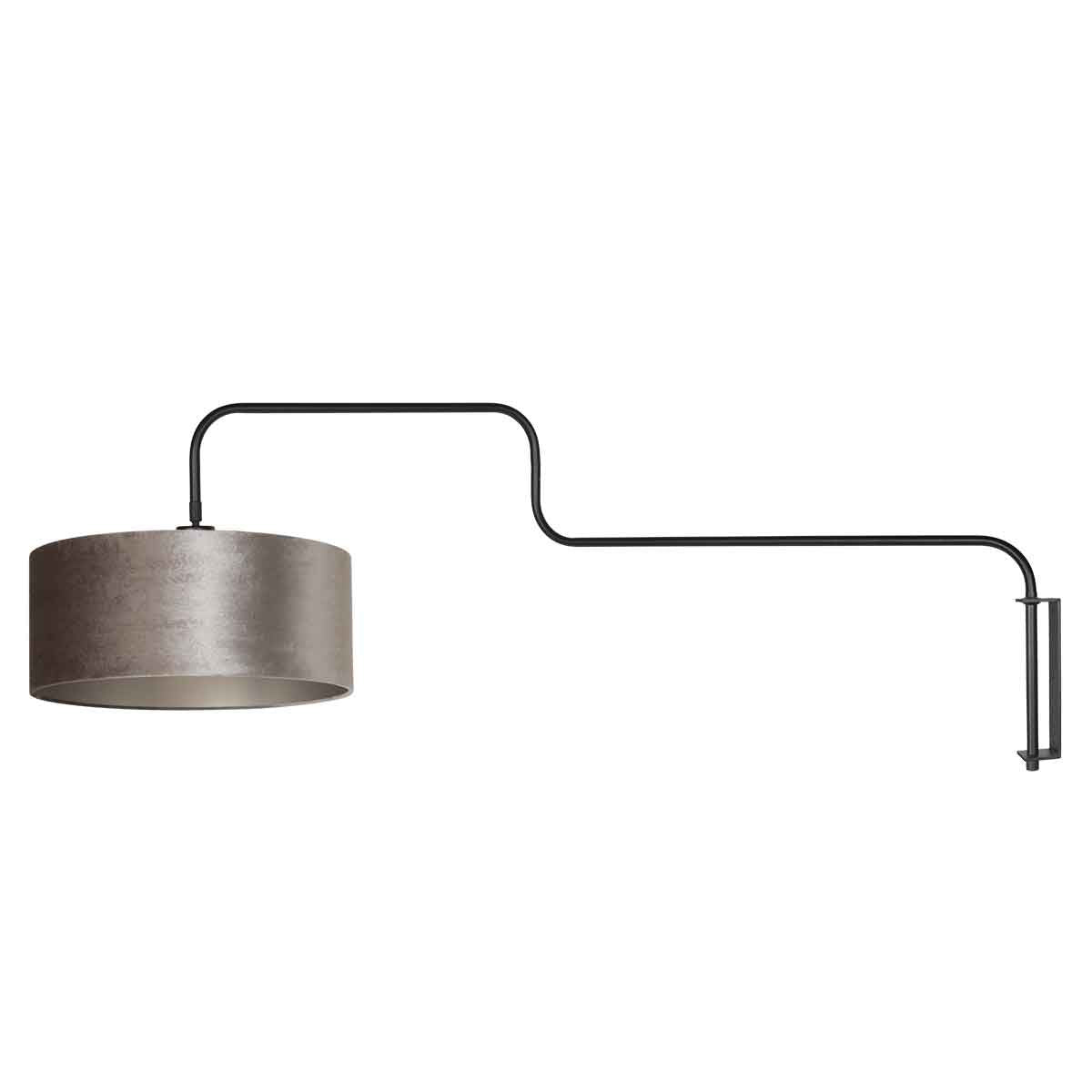 Applique murale noire Bloeba 4178ZW avec abat-jour en velours gris
