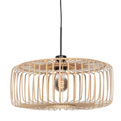 Suspension noire Sparkled Light 4184ZW avec abat-jour en bambou naturel