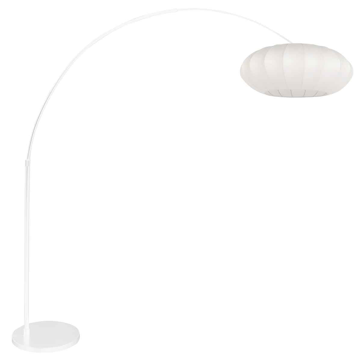 Lampadaire blanc Sparkled Light 4185W avec abat-jour plat et rond en soie blanche