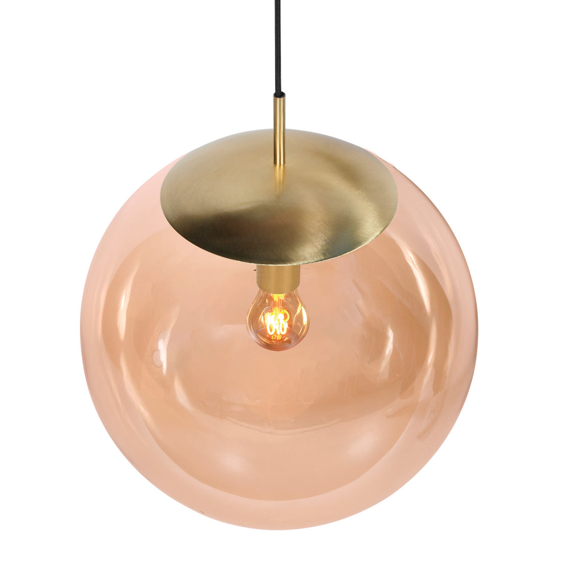 Suspension globe doré en verre ambré Ø 40 cm, salle à manger | Bollique