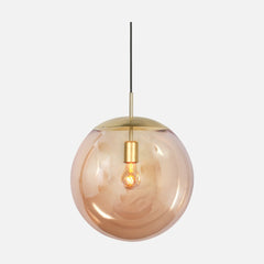 Suspension globe doré en verre ambré Ø 40 cm, salle à manger | Bollique