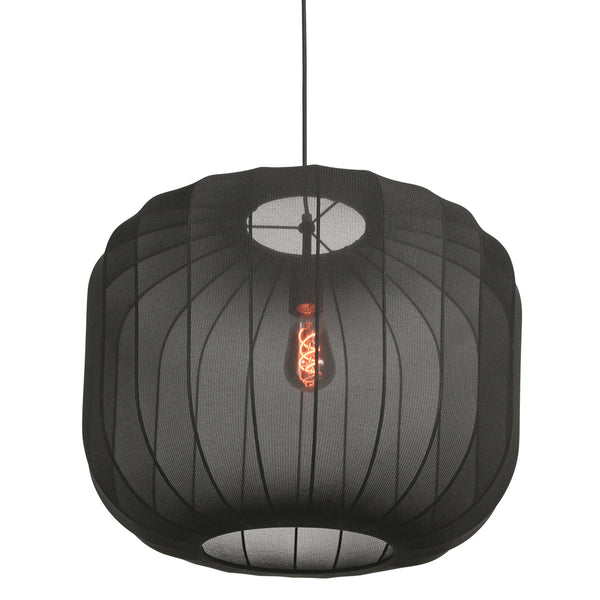 Suspension noire Sable 4192ZW – éclairage élégant avec abat-jour en lin luxueux