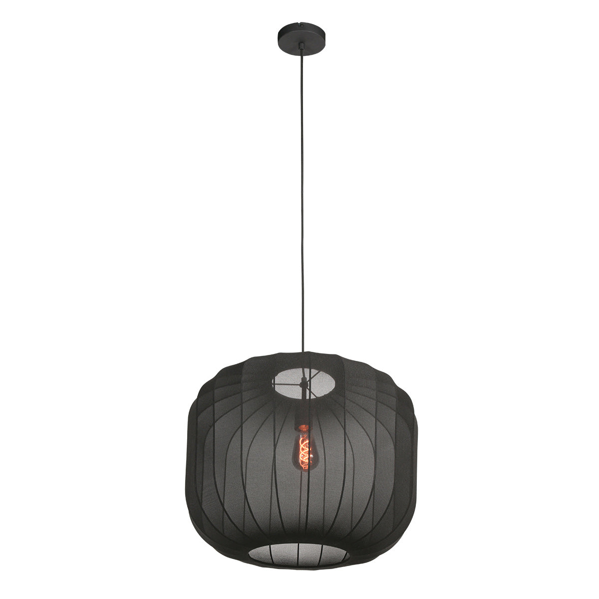 Suspension noire Sable 4192ZW – éclairage élégant avec abat-jour en lin luxueux