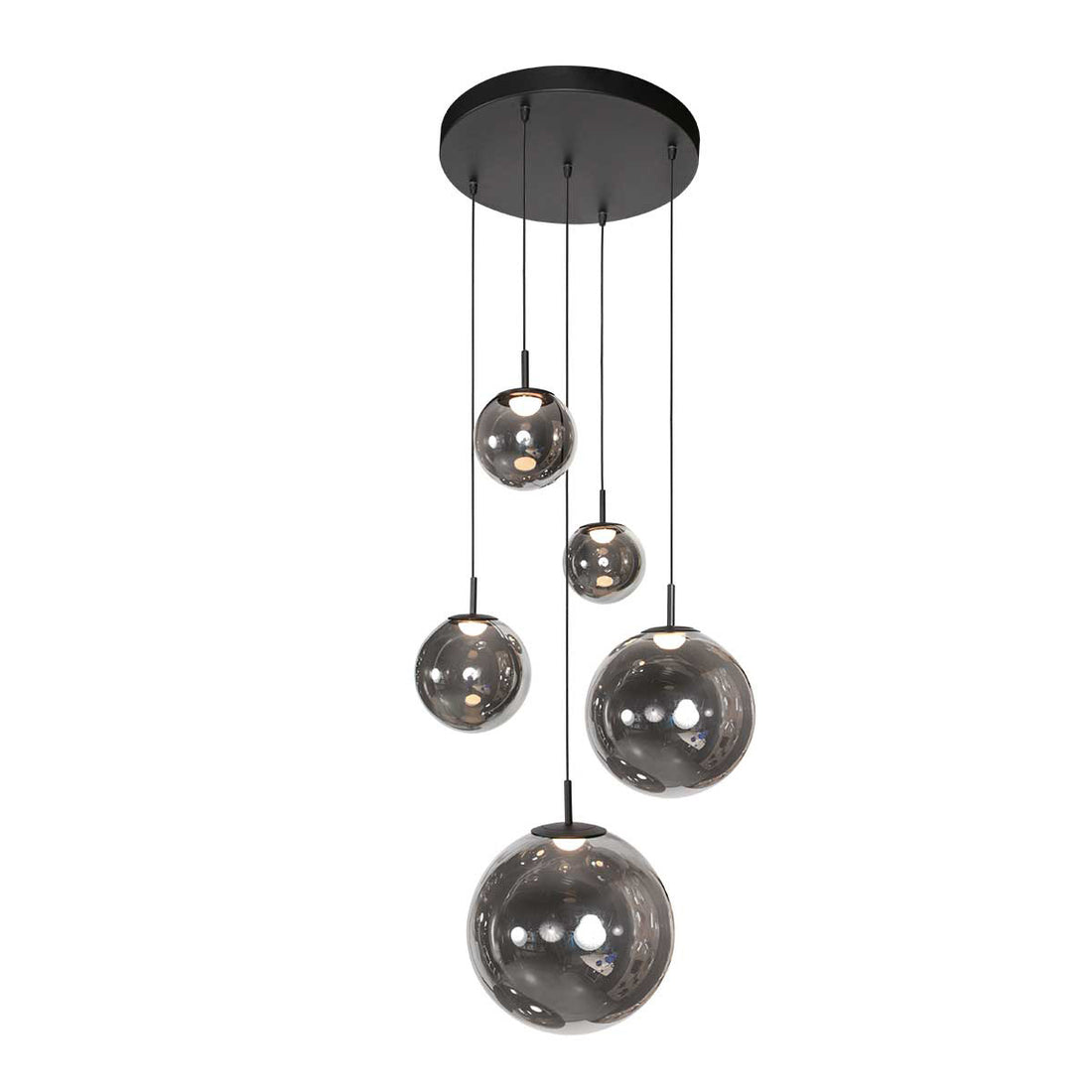 Suspension cascade escalier noire, câble 350 cm Ø 60 cm | Bollique Cascade