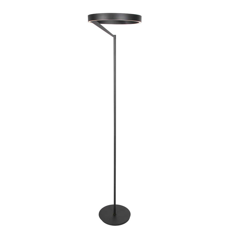 Lampadaire rond noir Mykty 4201ZW – Ø40 cm, hauteur 170 cm, 5200 lumens, avec variateur au pied