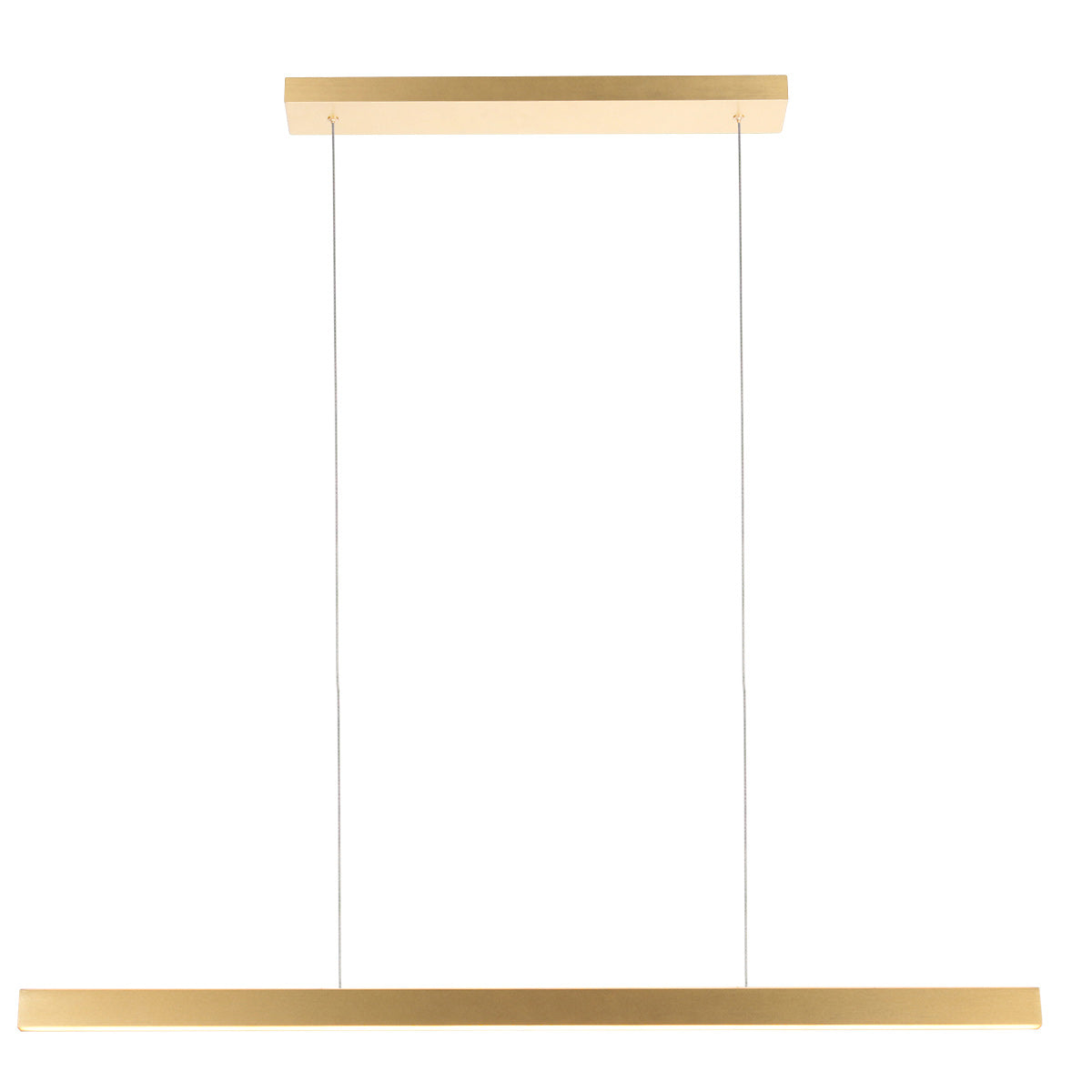 Vue d'ensemble du luminaire linéaire sous son support plafond doré