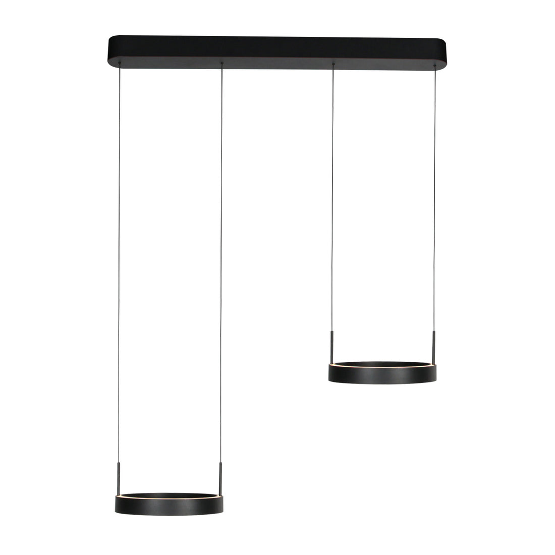 Suspension double cercle noire, LED haut et bas 6500 lm | Mykty