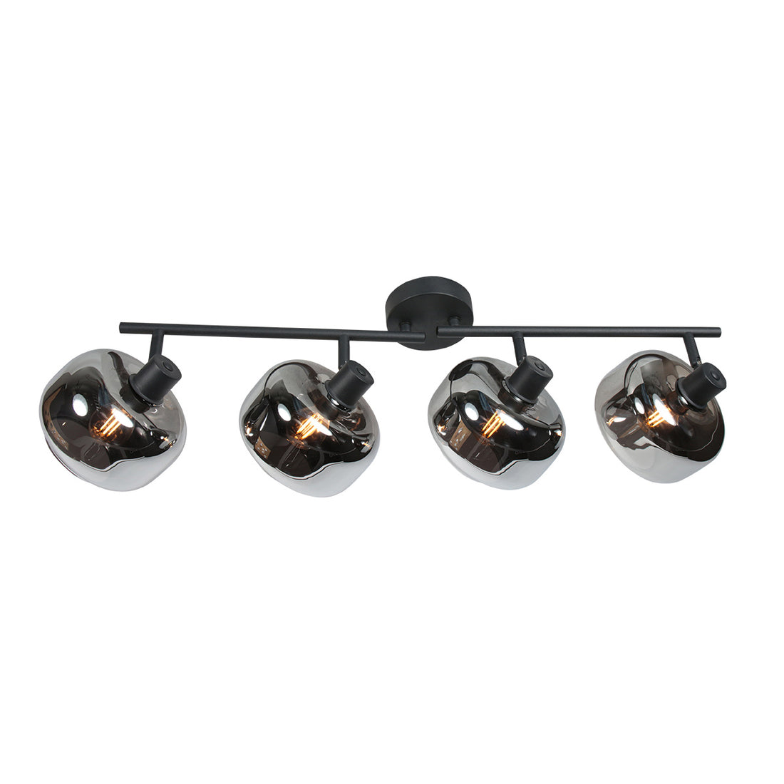 Spot de plafond noir à 4 lampes Tenebris 4211ZW – éclairage élégant avec verre fumé