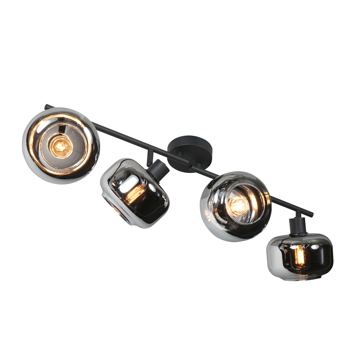 Spot de plafond noir à 4 lampes Tenebris 4211ZW – éclairage élégant avec verre fumé