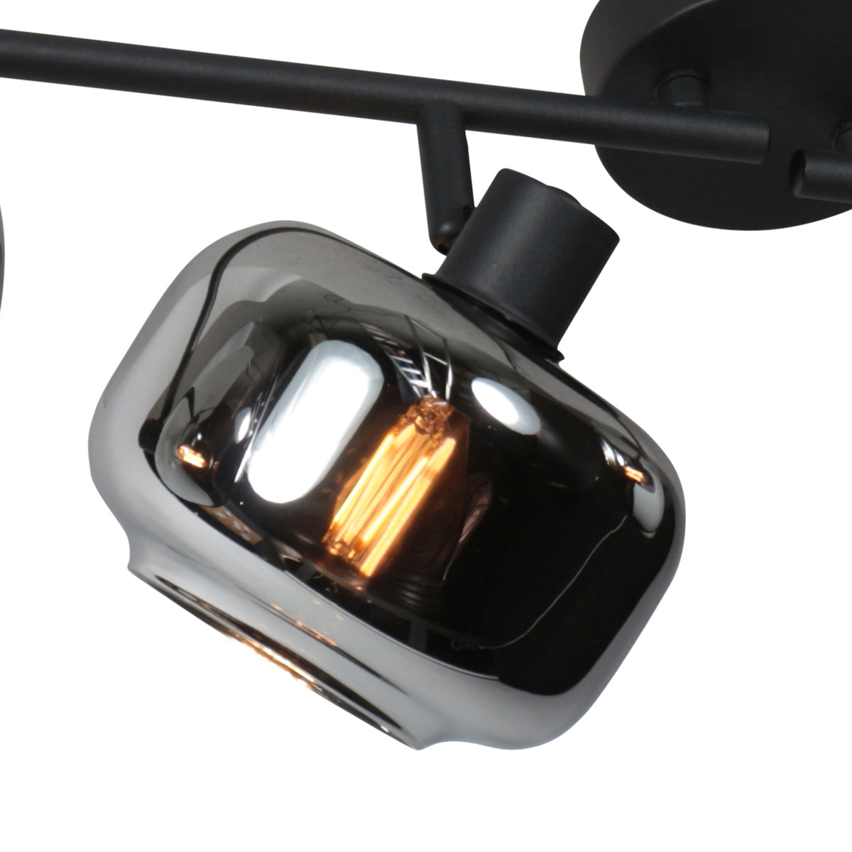 Spot de plafond noir à 4 lampes Tenebris 4211ZW – éclairage élégant avec verre fumé