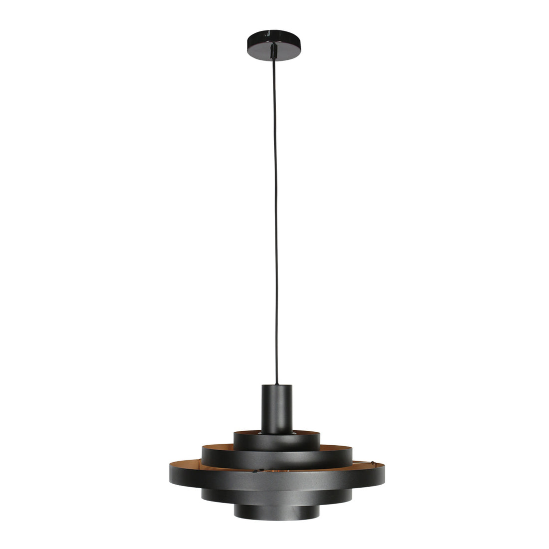 Suspension noire intérieur doré Ø 50 cm, câble textile | Halo Cirque