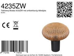 Lampe de table Bloeba 4235ZW à verre cannelé ambré