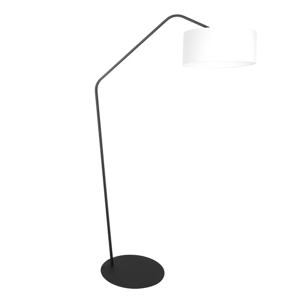 Lampadaire noir Zig-Zag 4244ZW avec abat-jour en lin blanc grossier – Design unique et utilisation fonctionnelle