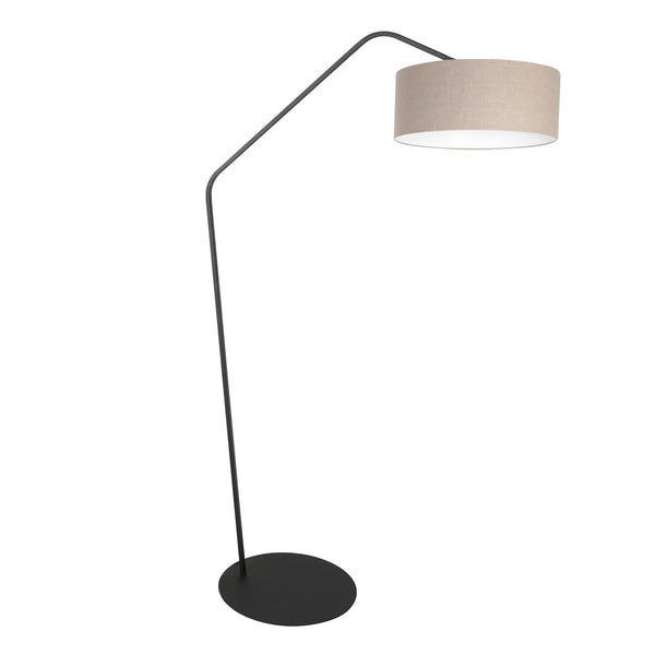 Lampadaire noir Zig-Zag 4245ZW avec abat-jour en lin gris à texture grossière – design unique et utilisation fonctionnelle