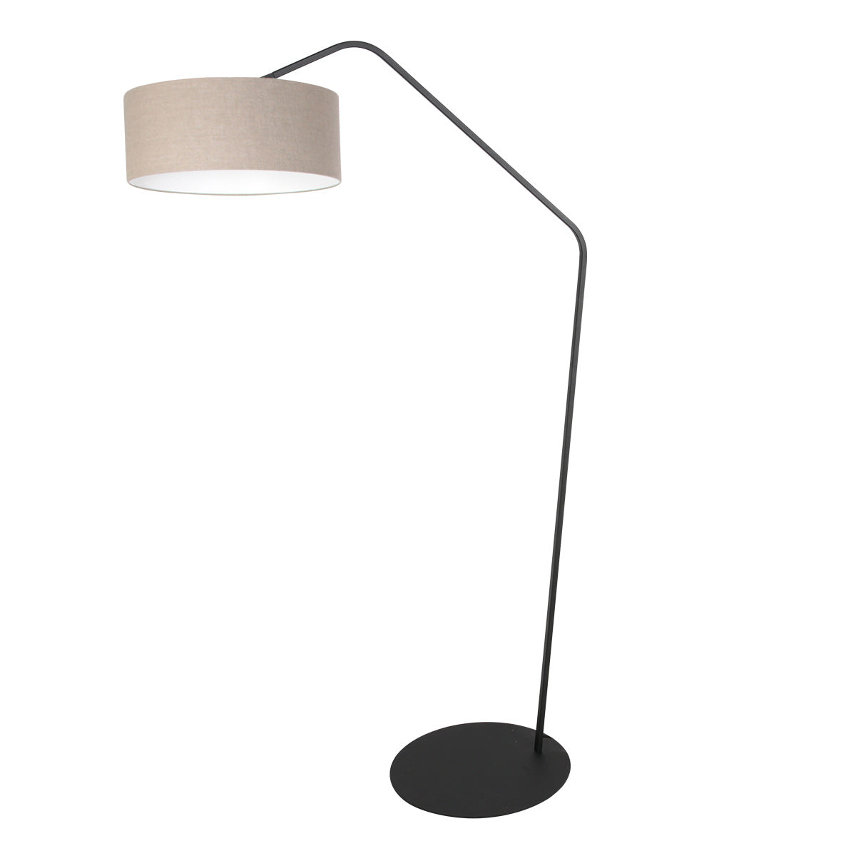 Lampadaire noir Zig-Zag 4245ZW avec abat-jour en lin gris à texture grossière – design unique et utilisation fonctionnelle