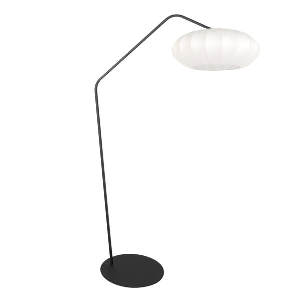 Lampadaire noir Zig-Zag 4249ZW avec abat-jour blanc en soie – design unique et utilisation fonctionnelle