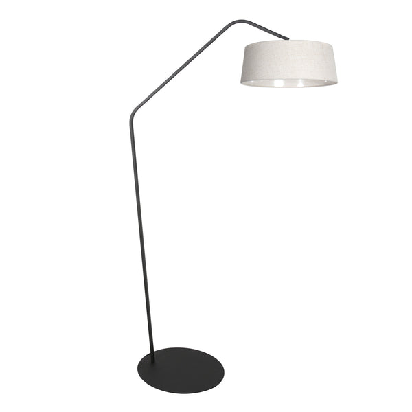 Lampe sur pied noire Zig-Zag 4253ZW avec abat-jour en lin blanc – un design unique et une utilisation fonctionnelle