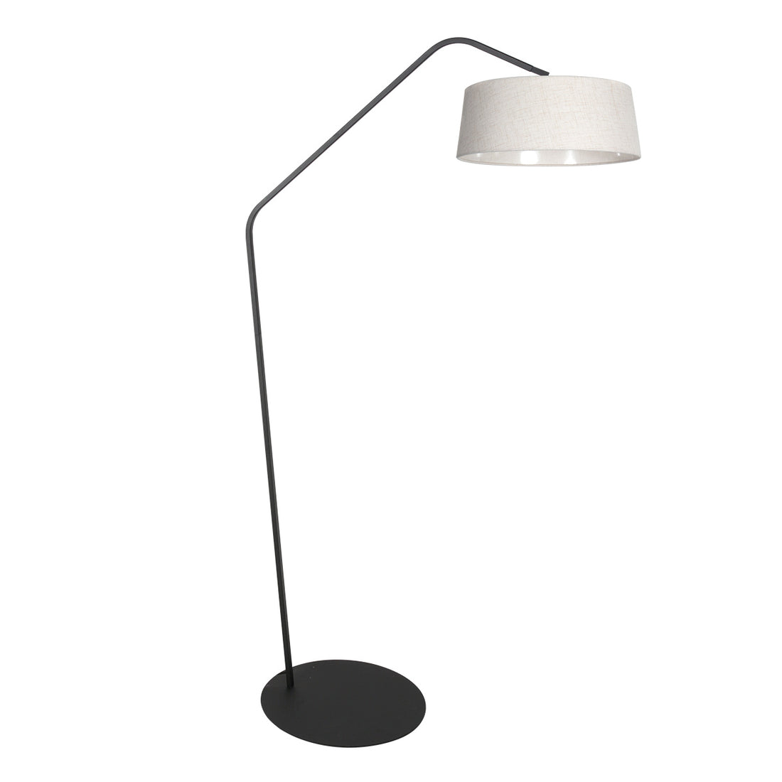 Lampe sur pied noire Zig-Zag 4253ZW avec abat-jour en lin blanc – un design unique et une utilisation fonctionnelle