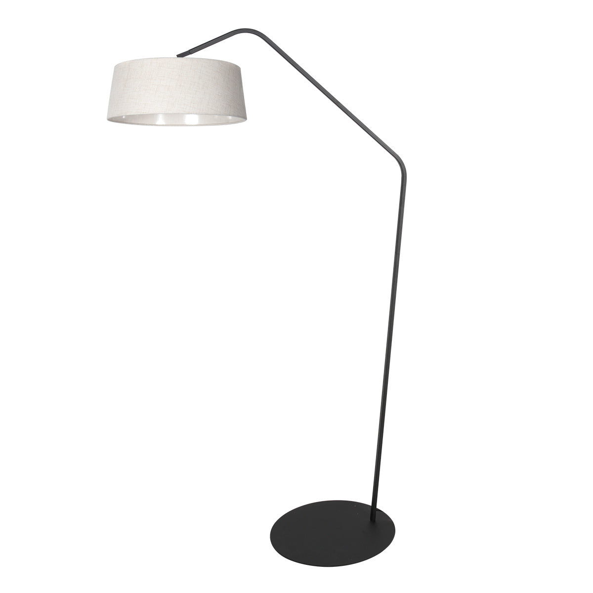 Lampe sur pied noire Zig-Zag 4253ZW avec abat-jour en lin blanc – un design unique et une utilisation fonctionnelle