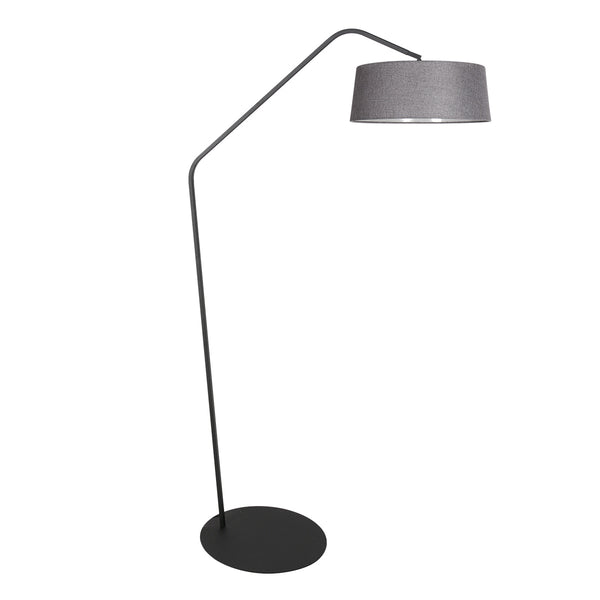 Lampadaire noir Zig-Zag 4254ZW avec abat-jour en lin gris – Design unique et usage fonctionnel