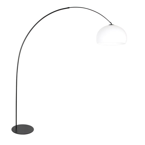 Lampadaire noir Curve 4259ZW avec abat-jour sphérique en plastique blanc – design unique et utilisation fonctionnelle