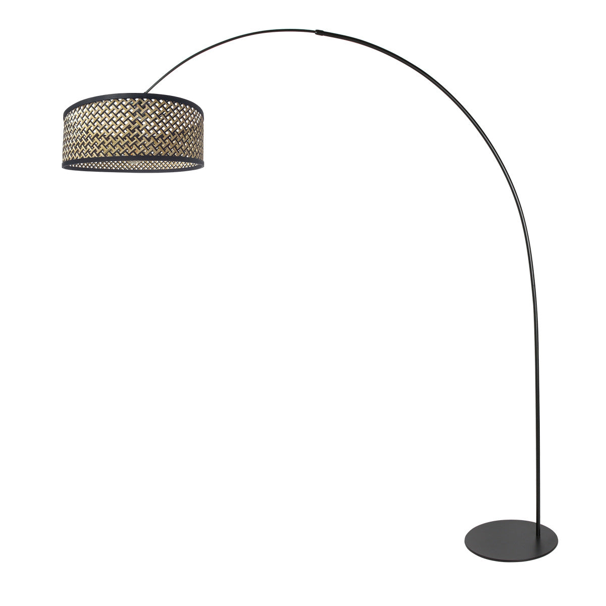 Lampadaire noir Curve 4261ZW avec abat-jour en bambou tressé naturel noir – design unique et utilisation fonctionnelle